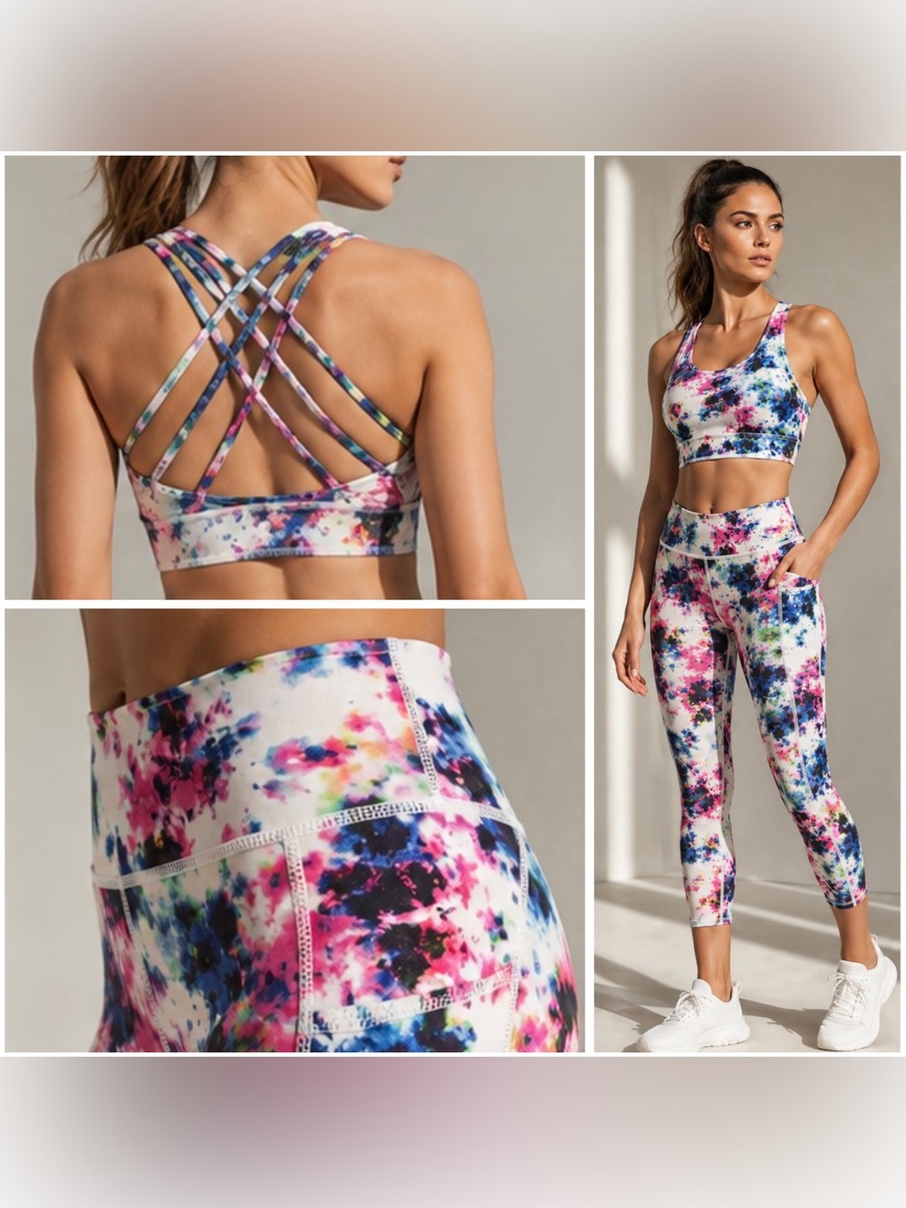 CVG- Tie-Dye Strappy Sports Bra & Cropped Legging Set